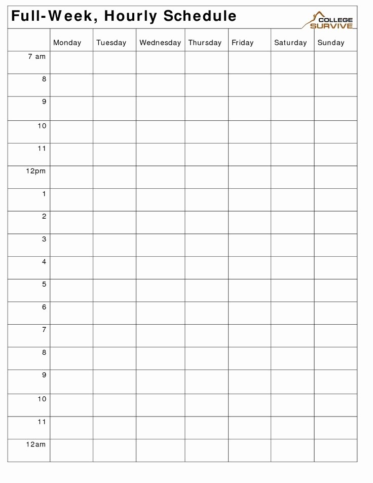 Printable Daily Calendar by Hour Beautiful Printable Weekly Hourly Schedule Template More