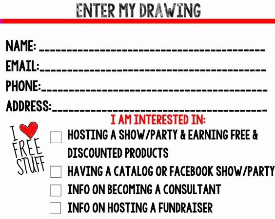 Printable Door Prize Drawing Slips Fresh Printable Drawing Slip for Direct Sales Consultants
