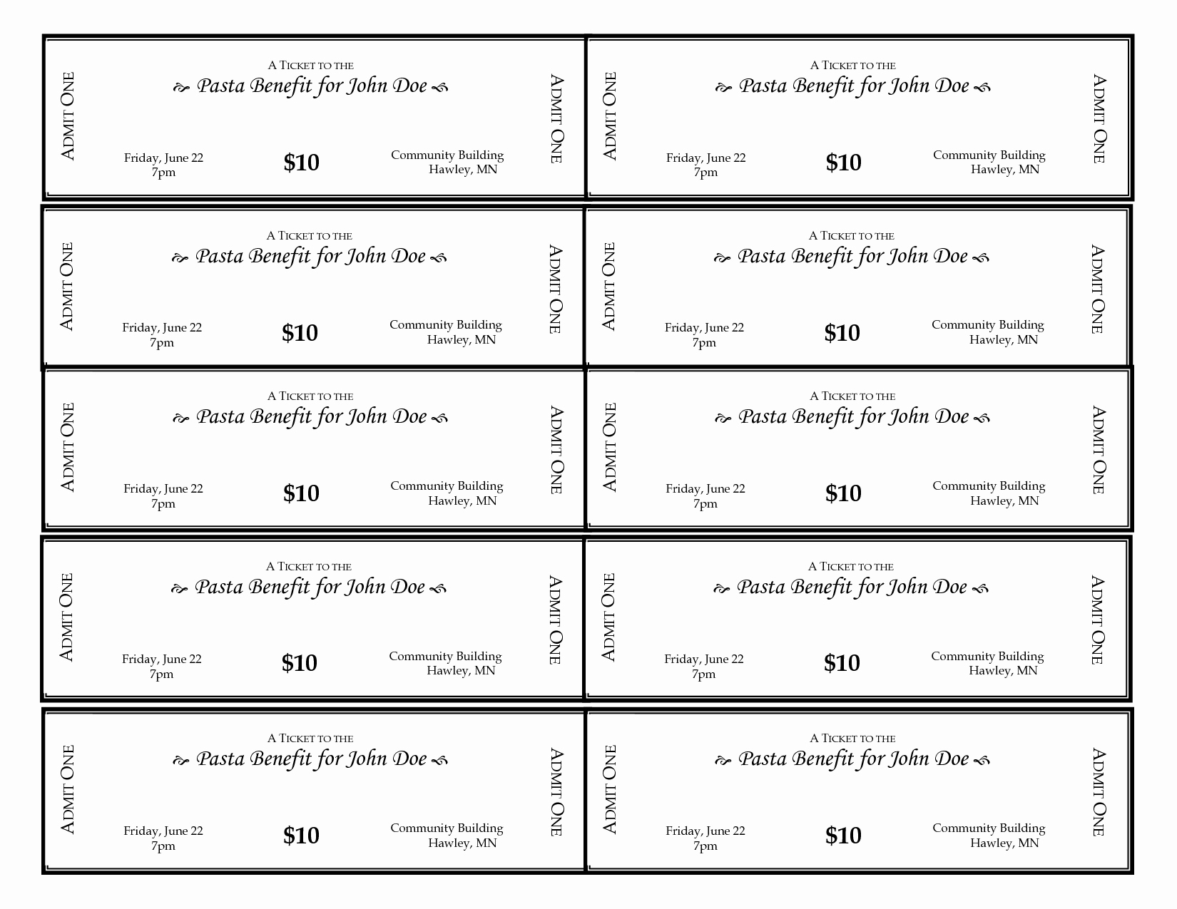 Printable event Tickets Template Free Unique 6 Best Of Ticket Template Printable Blank