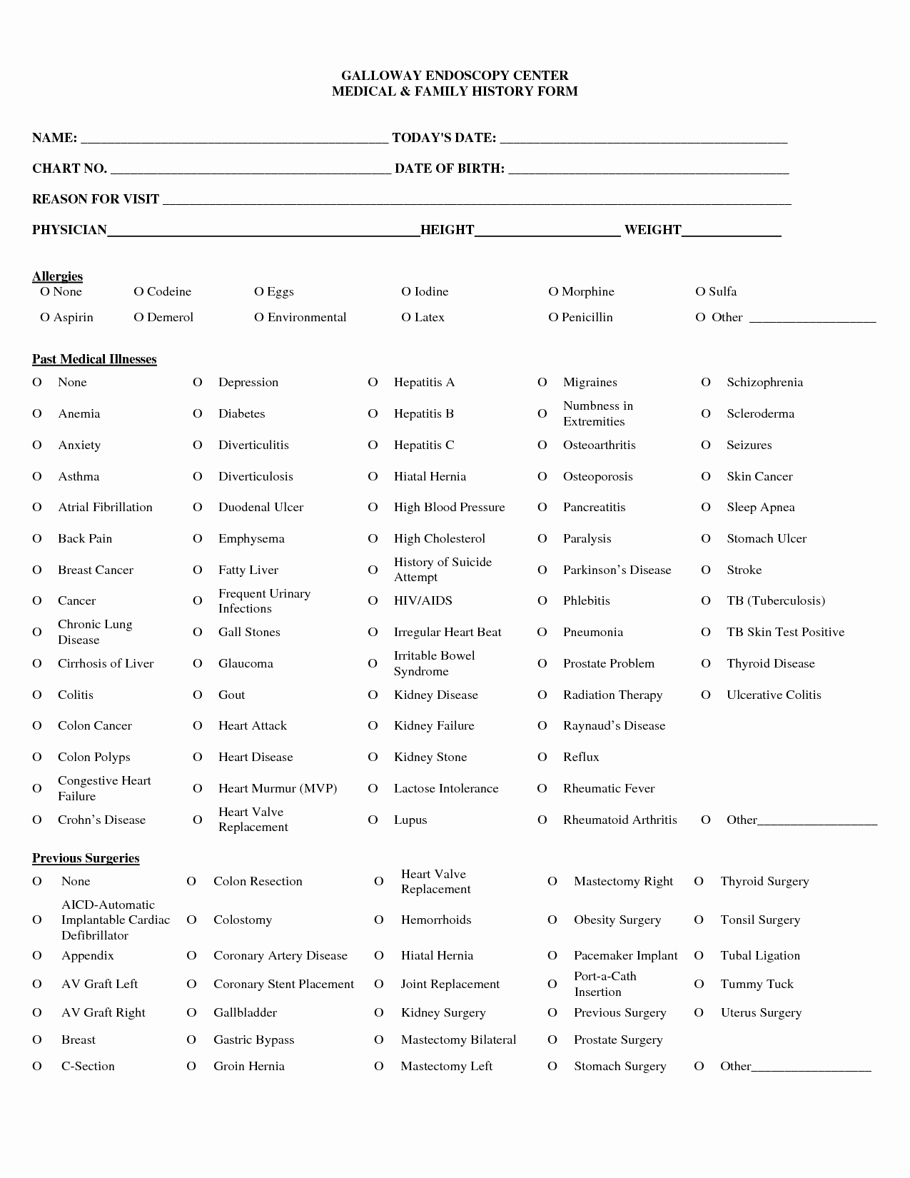 Printable Family Health History form Awesome 7 Best Of Family Health History Tree Template