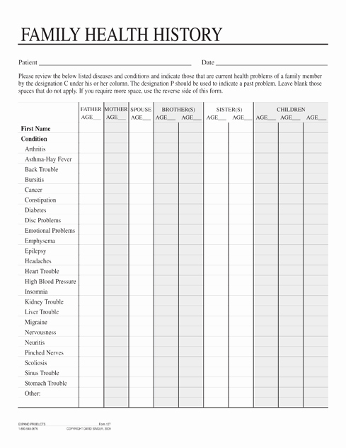 Printable Family Health History form Awesome Family Health History form Template Get Fit