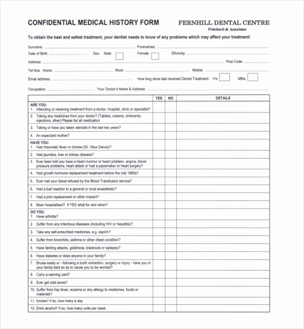 Printable Family Health History form Awesome Medical History form – Medical form Templates