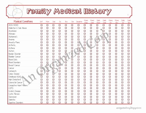 Printable Family Health History form Beautiful 11 Best Images About Medical History Geneology On