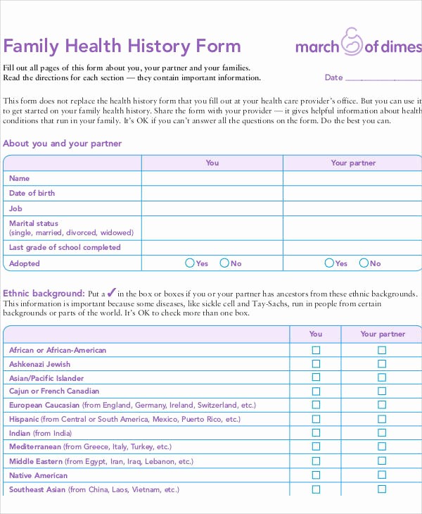 Printable Family Health History form Inspirational 43 Printable Medical forms
