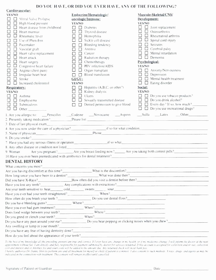Printable Family Health History form Lovely Template for Medical History form Template Family Medical