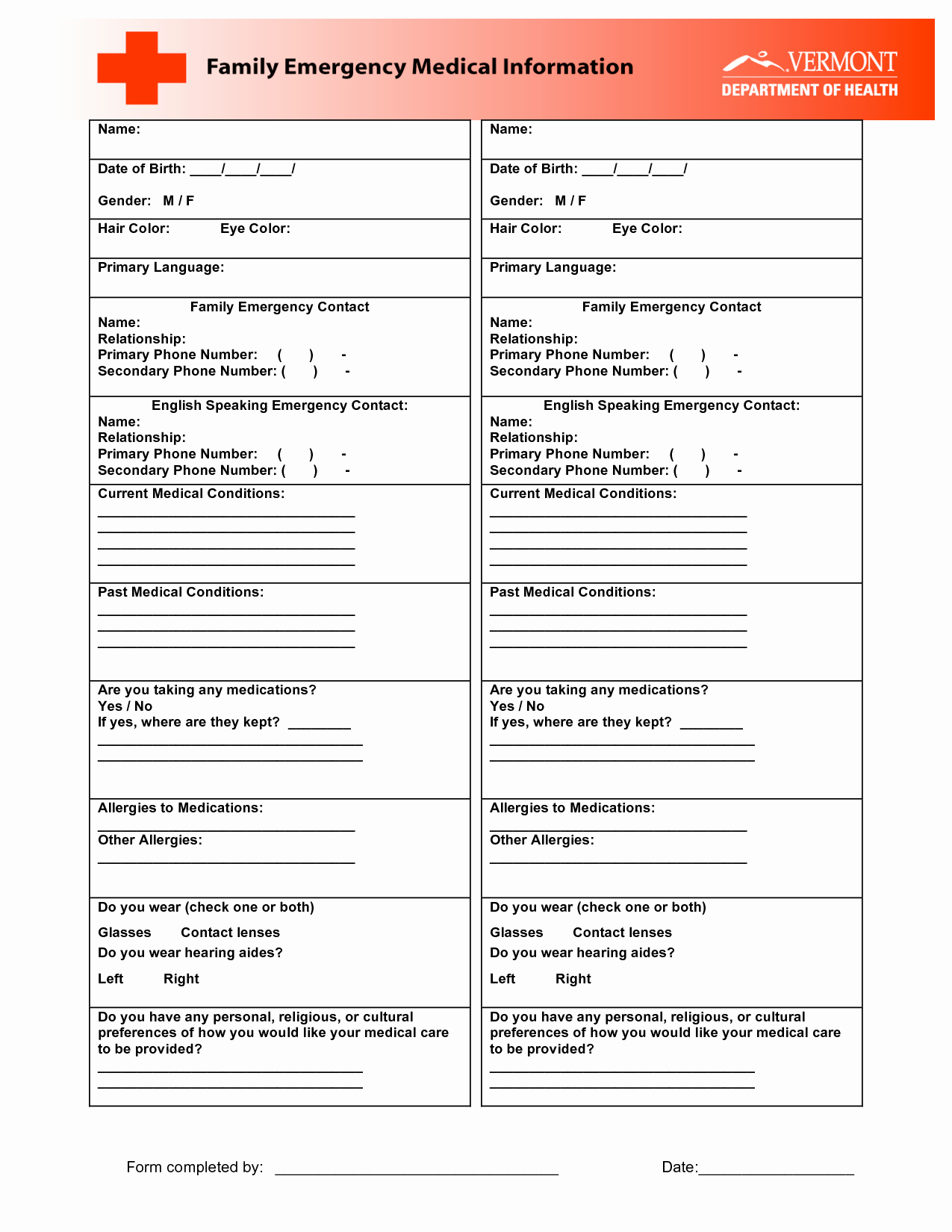 Printable Family Health History form Luxury Emergency Medical form Template Medical form Templates