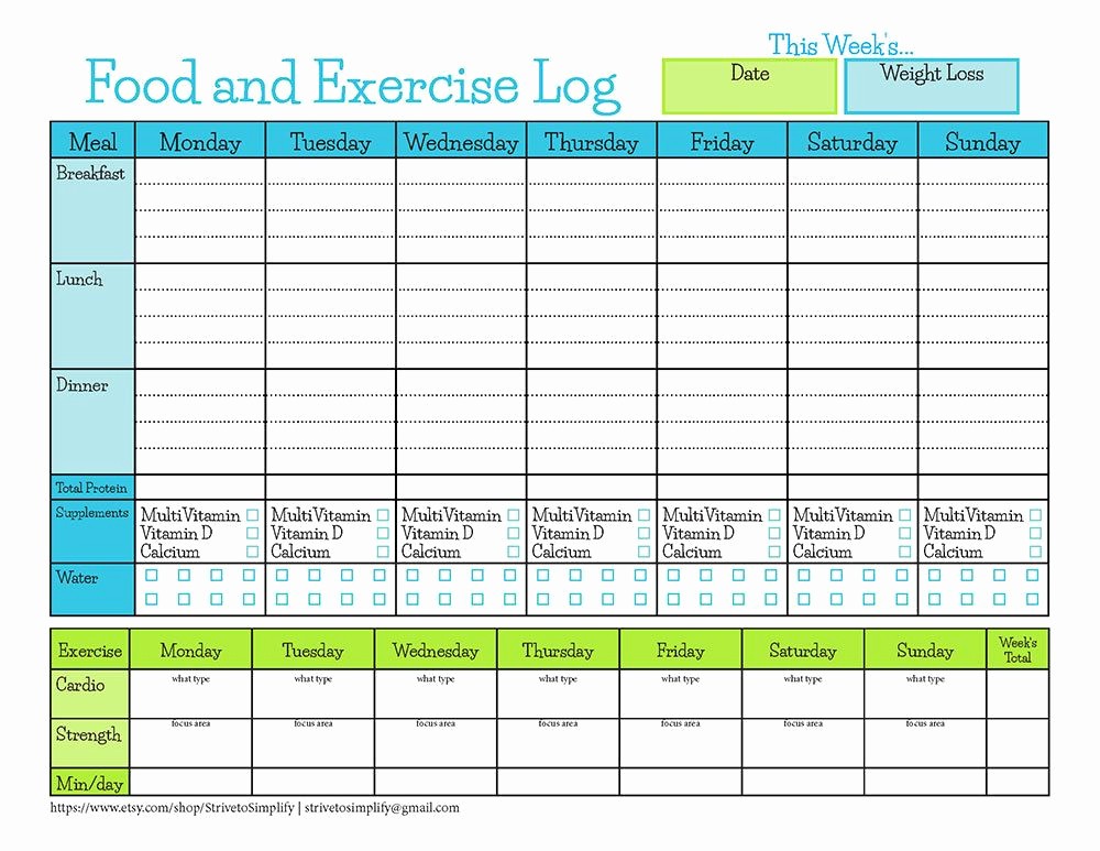 Printable Food and Exercise Journal Best Of Bariatric Surgery Weekly Food Exercise Tracker