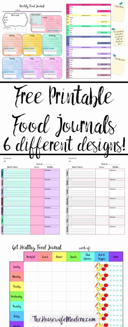 Printable Food and Exercise Journal Inspirational Free Printable Food Journal 6 Different Designs