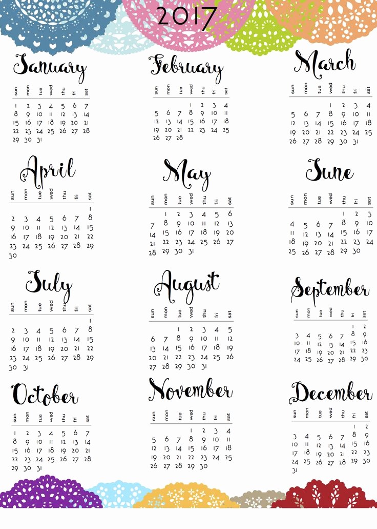 Printable Full Year Calendar 2017 Beautiful 2017 Calendar Printable