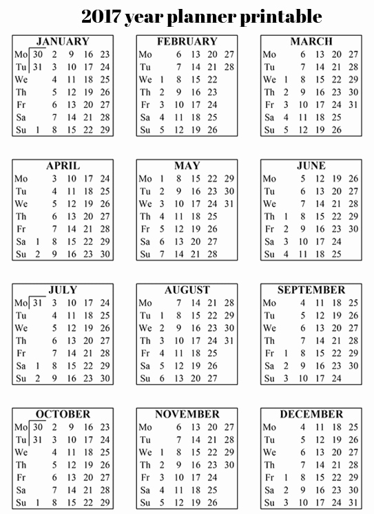 Printable Full Year Calendar 2017 Beautiful 3 Year Monthly Planner 3 Year Calendar 3 Year Planner