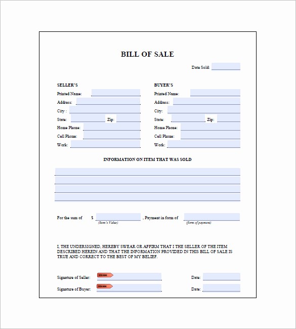 Printable Generic Bill Of Sale Best Of General Bill Of Sale – 14 Free Word Excel Pdf format