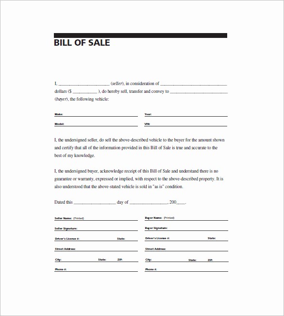 Printable Generic Bill Of Sale Luxury General Bill Of Sale – 14 Free Word Excel Pdf format