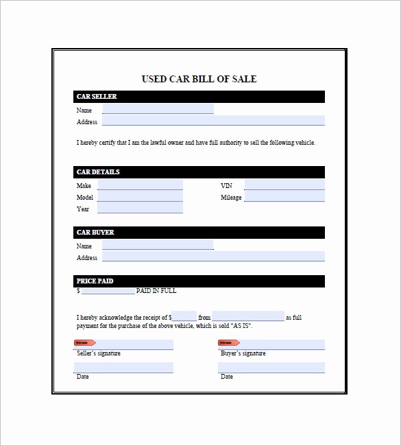 Printable Generic Bill Of Sale New General Bill Of Sale – 14 Free Word Excel Pdf format