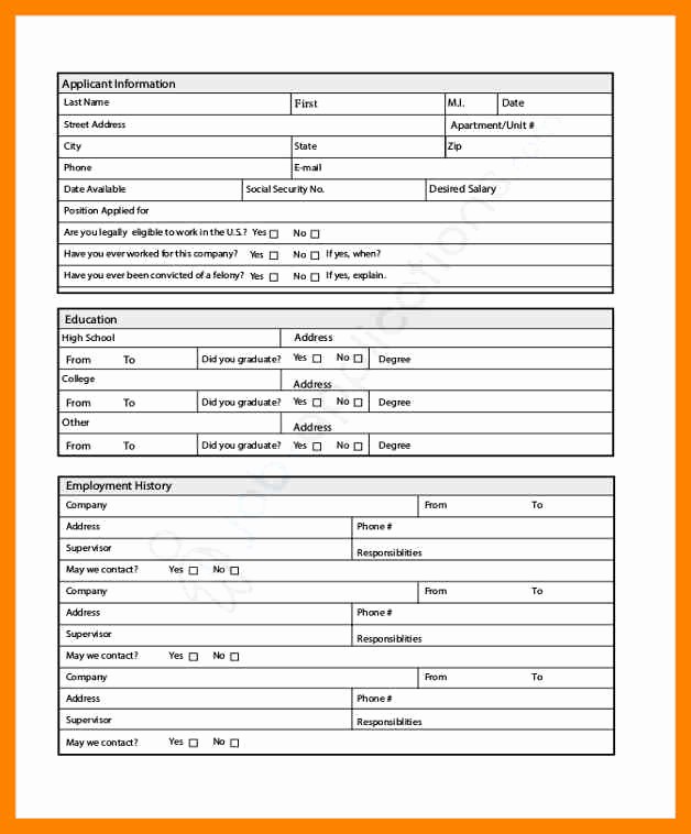 Printable Generic Job Application form Awesome 7 Free Printable Generic Job Application form