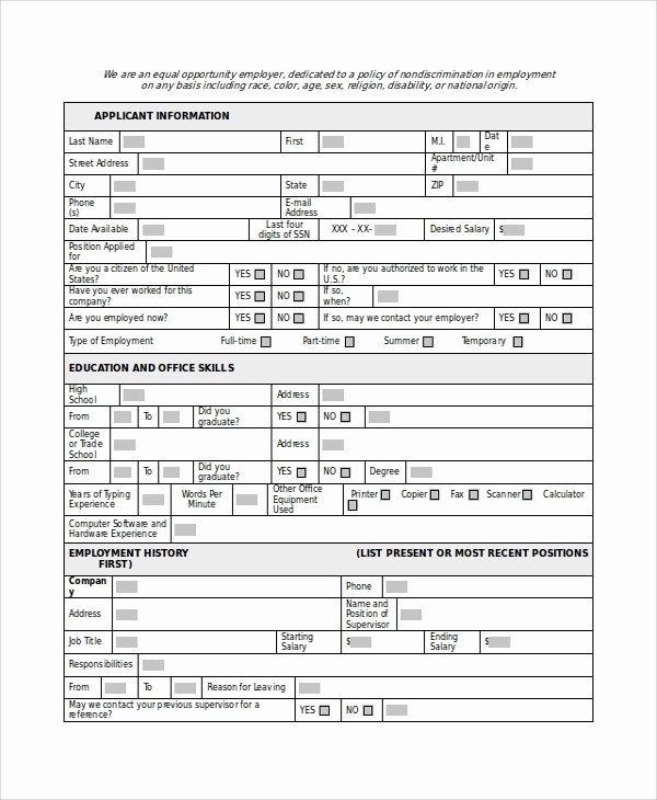 Printable Generic Job Application form Lovely 25 Sample Job Application forms