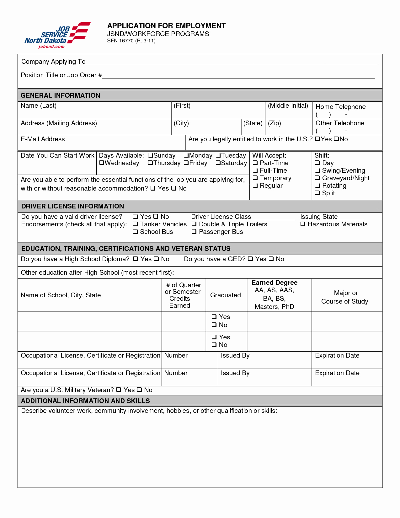 Printable Generic Job Application form New 8 Best Of Generic Job Application Printable form