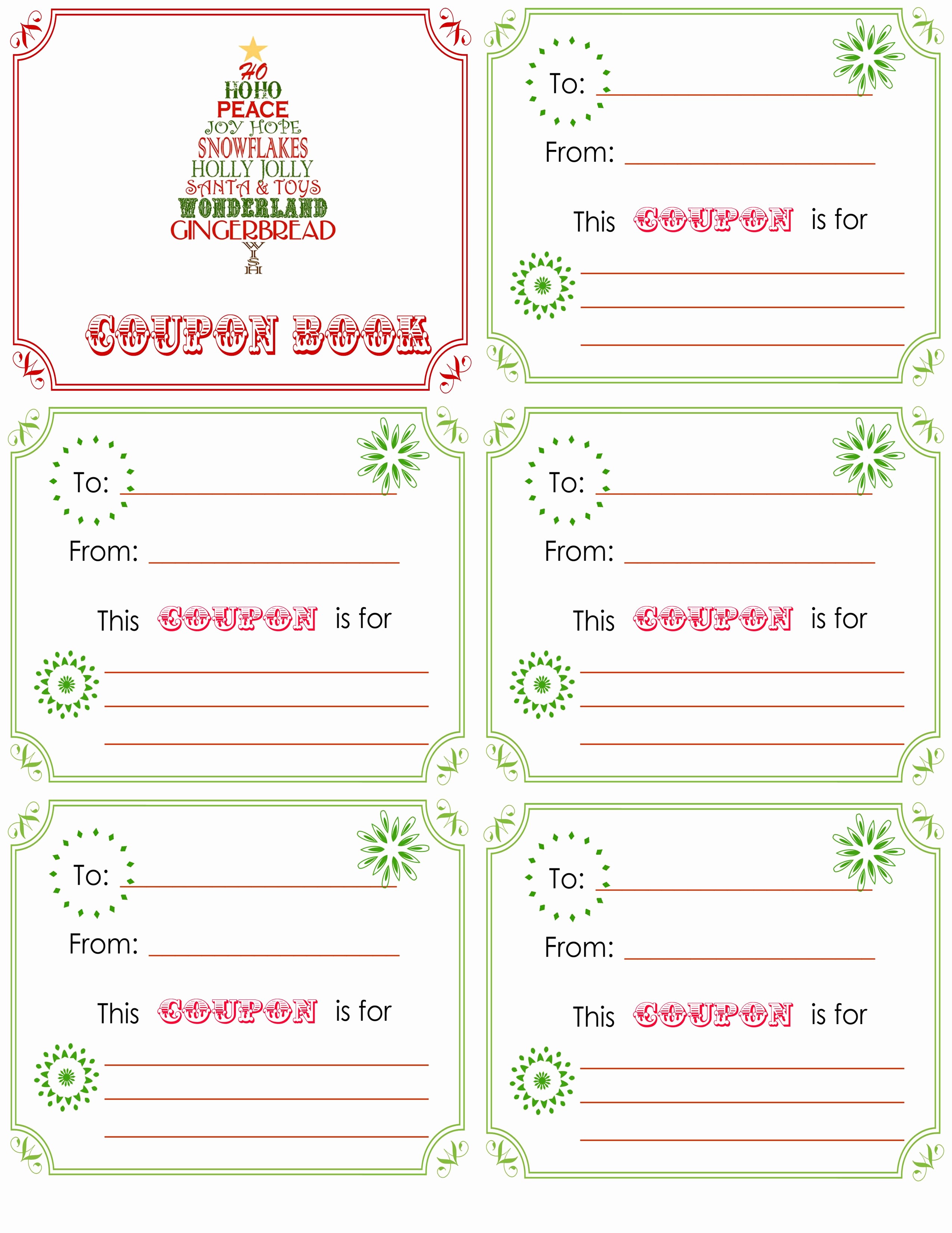 Printable Gift Coupon Templates Free Lovely Printable Christmas Coupon Book L is Ting 15 Minute