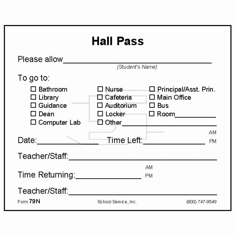 Printable Hall Passes for Students Best Of 79n Hall Pass Padded forms