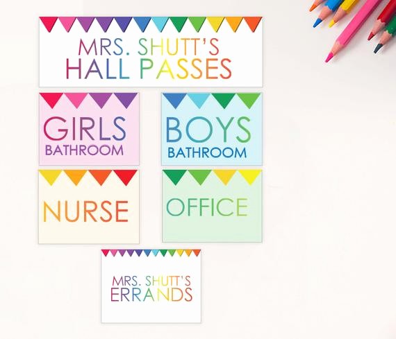 Printable Hall Passes for Students Inspirational Student Hall Passes Printable Customized Girls Boys Nurse