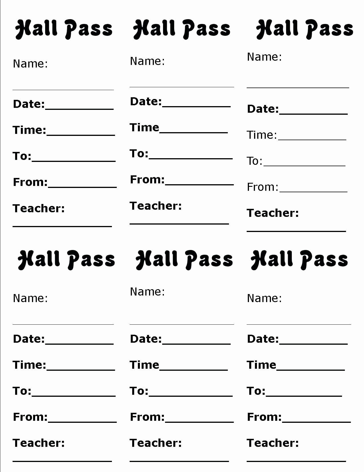 Free Printable Hall Pass Template Printable Templates