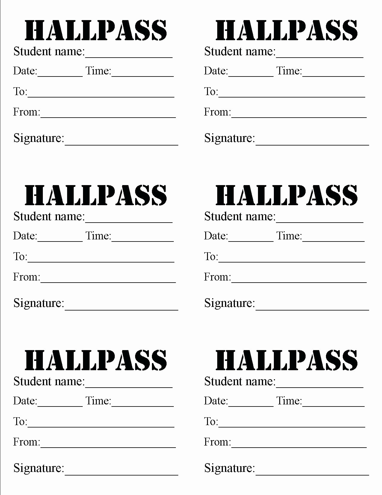 50 Printable Hall Passes For Students