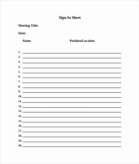 Printable Meeting Sign In Sheet New Meeting Sign In Sheet 9 Free Samples Examples format