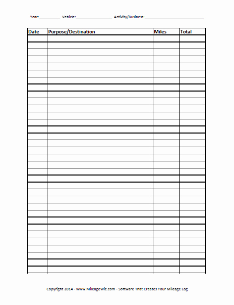 Printable Mileage Log for Taxes Awesome Free Printable Mileage Log
