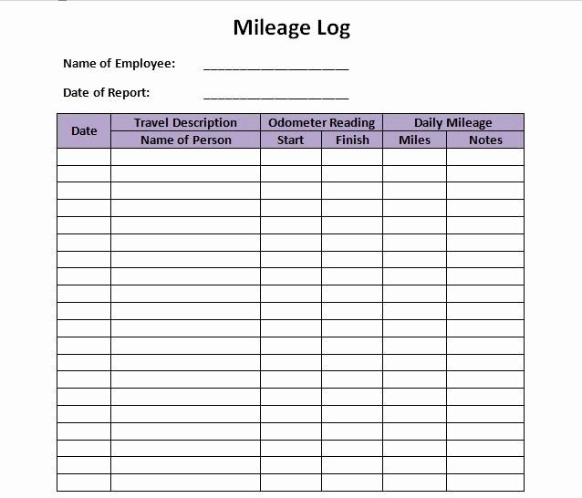 Printable Mileage Log for Taxes Awesome Printable Mileage Log