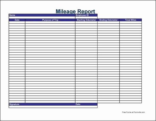 Printable Mileage Log for Taxes Elegant Free Simple Mileage Report From formville