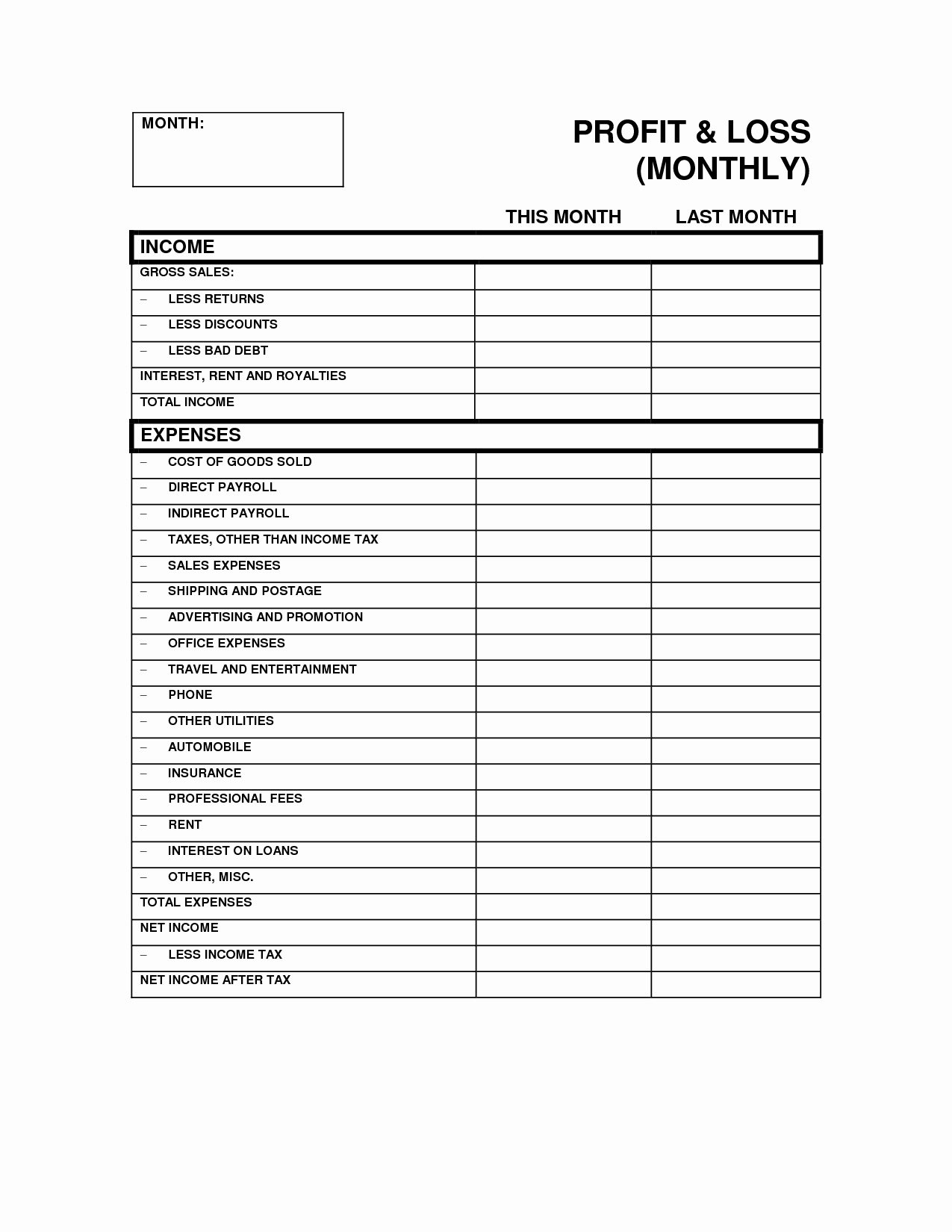Printable Profit and Loss Statement Inspirational 12 Best Of Personal Profit and Loss Worksheet