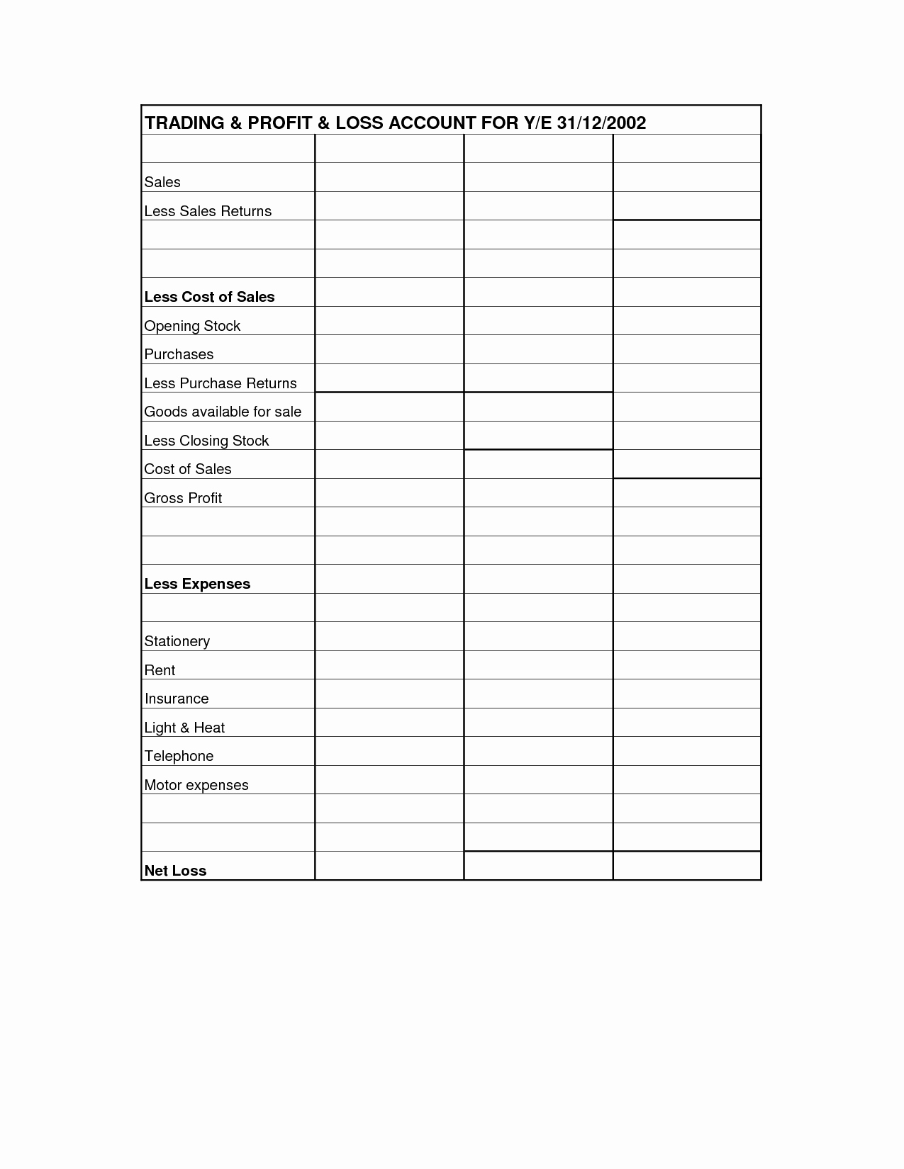Printable Profit and Loss Statement Lovely 12 Best Of Profit Loss Statement Worksheet