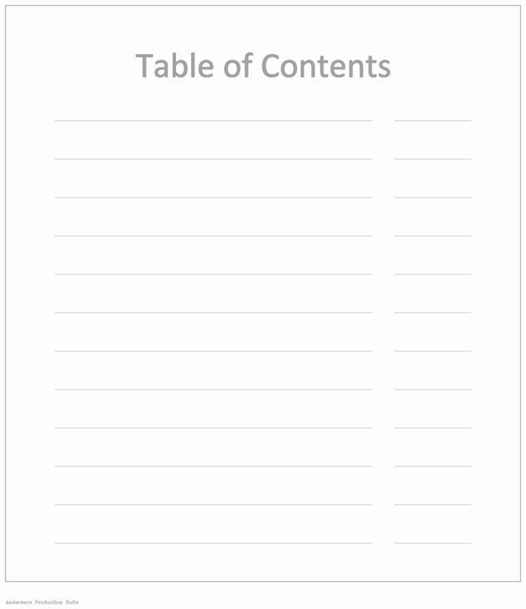 Printable Table Of Contents Template Unique Table Contents Template