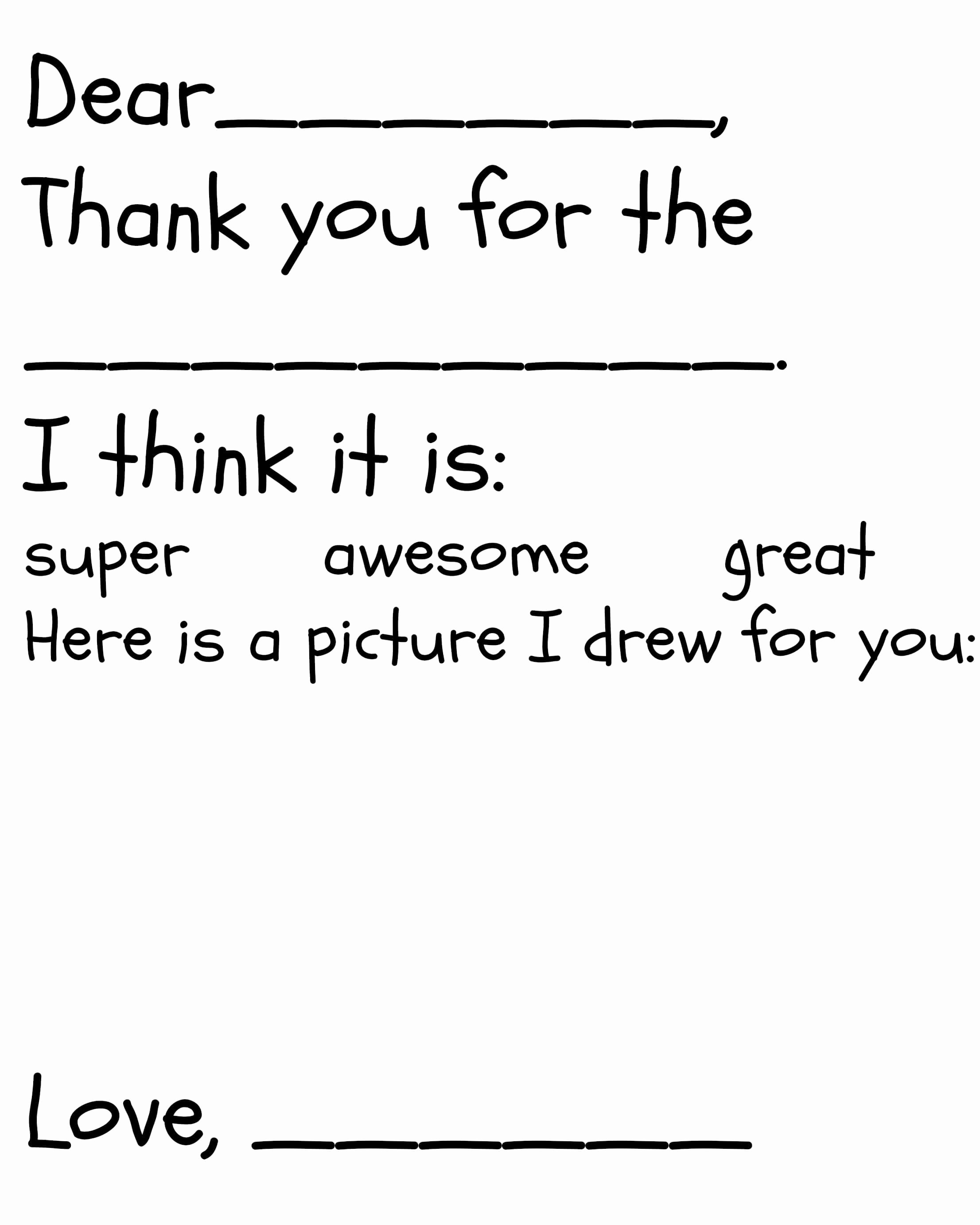 Printable Thank You Note Template Unique Kid S Thank You Card Printable