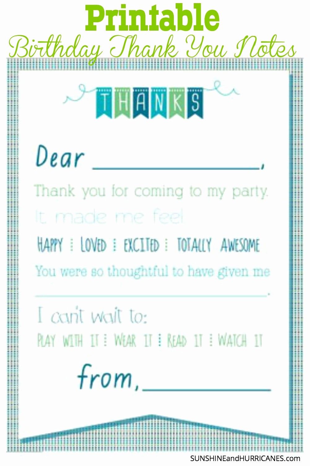 Printable Thank You Note Template Unique Printable Birthday Thank You Notes