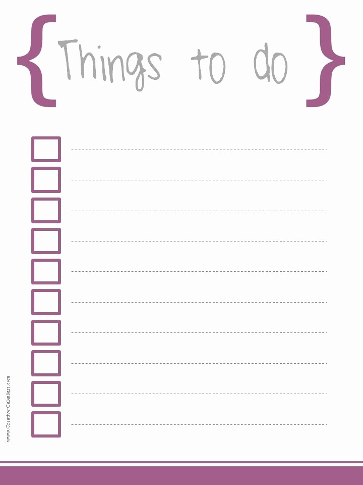 Printable Things to Do Lists Lovely to Do List Template