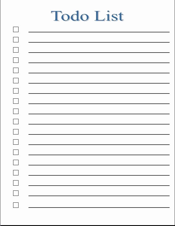 Printable Things to Do Lists New to Do List Template Pdf