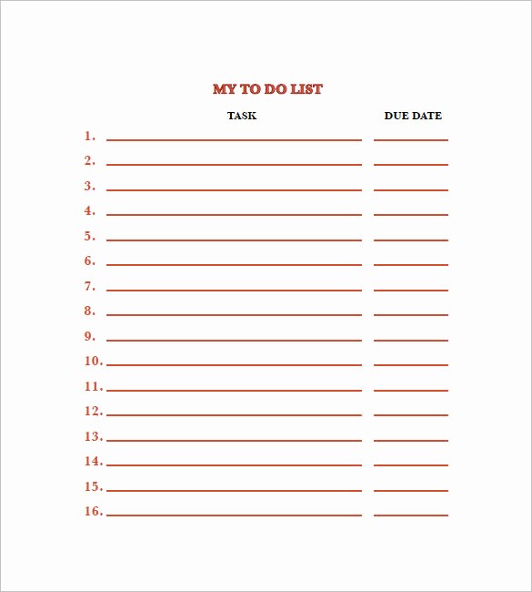 Printable to Do List Template Elegant Weekly to Do List Template 6 Free Word Excel Pdf
