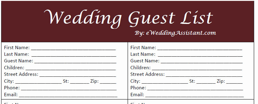 Printable Wedding Guest List organizer Best Of Free Printable Wedding Guest List Template