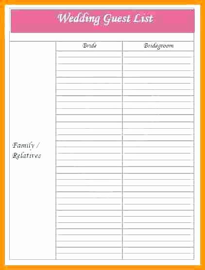Printable Wedding Guest List organizer Lovely Wedding Guest List organizer Template Excel Maker Free