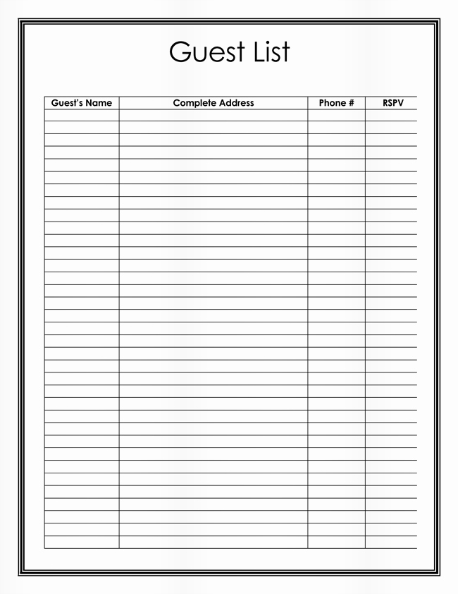 Printable Wedding Guest List organizer Unique Free Wedding Guest List Templates for Word and Excel