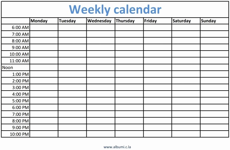Printable Weekly Calendars with Times Elegant Weekly Calendar with Time Slots