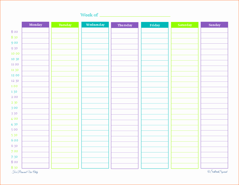 Printable Weekly Calendars with Times Inspirational 8 Printable Weekly Calendar with Hours