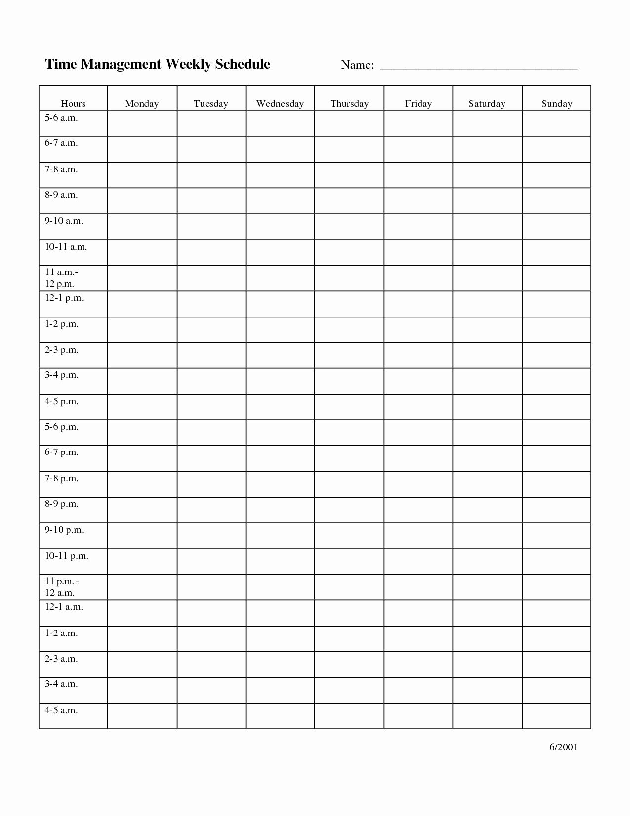 Printable Weekly Calendars with Times Inspirational Time Management Schedule Template