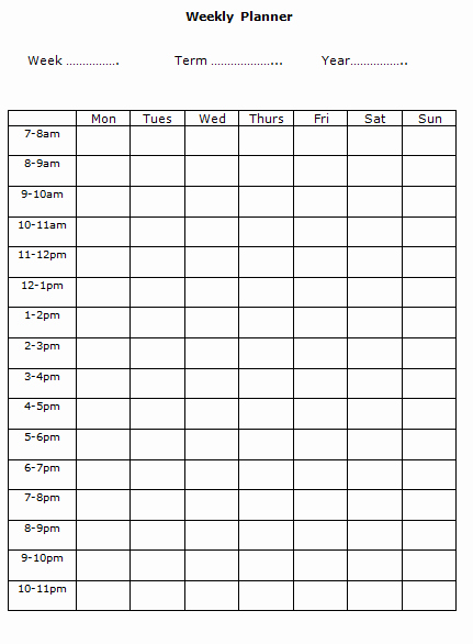Printable Weekly Calendars with Times New 7 Free Weekly Planner Template &amp; Schedule Planners Word