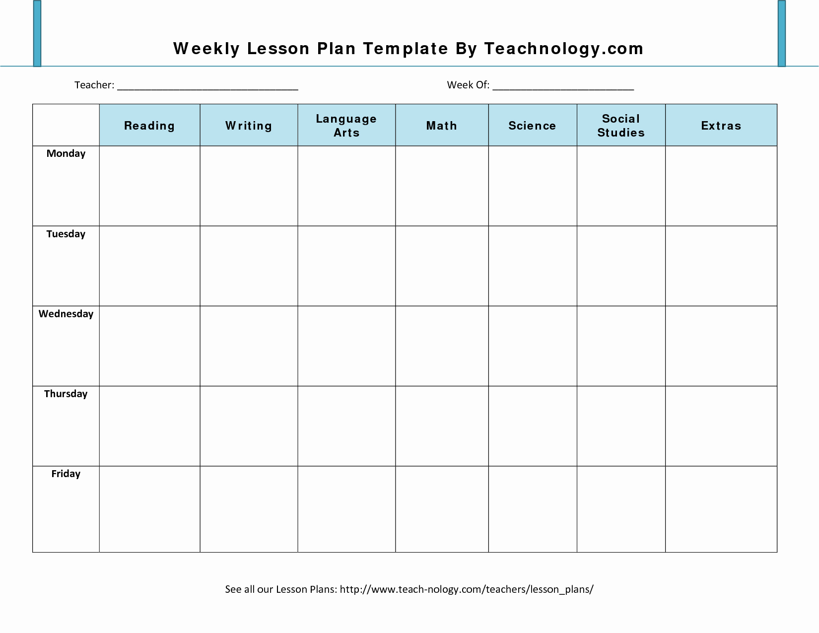 Printable Weekly Lesson Plan Templates Inspirational Weekly Lesson Plan Template Beepmunk