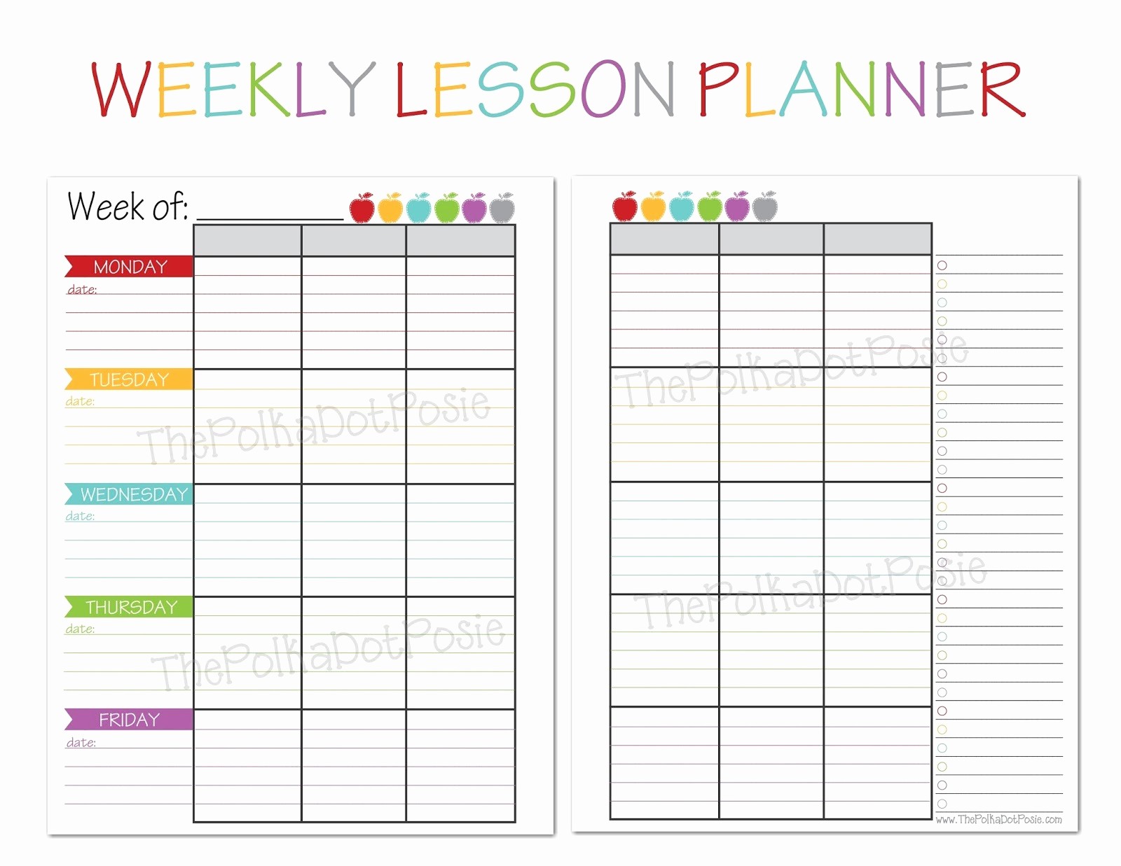 Printable Weekly Lesson Plan Templates New Blank Teacher Weekly Planner Template Templates Resume