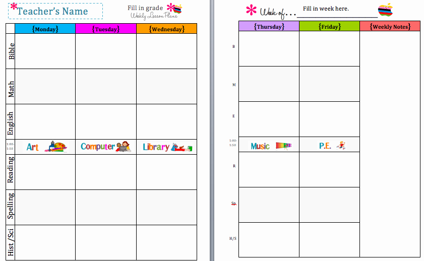 Printable Weekly Lesson Plan Templates Unique 8 Best Of Printable Teacher Schedule Free