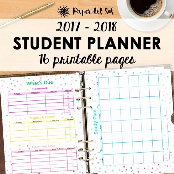 Printable Weekly Planner for Students Awesome Student Planner 2017 2018 Calendar Homework Planner Printable