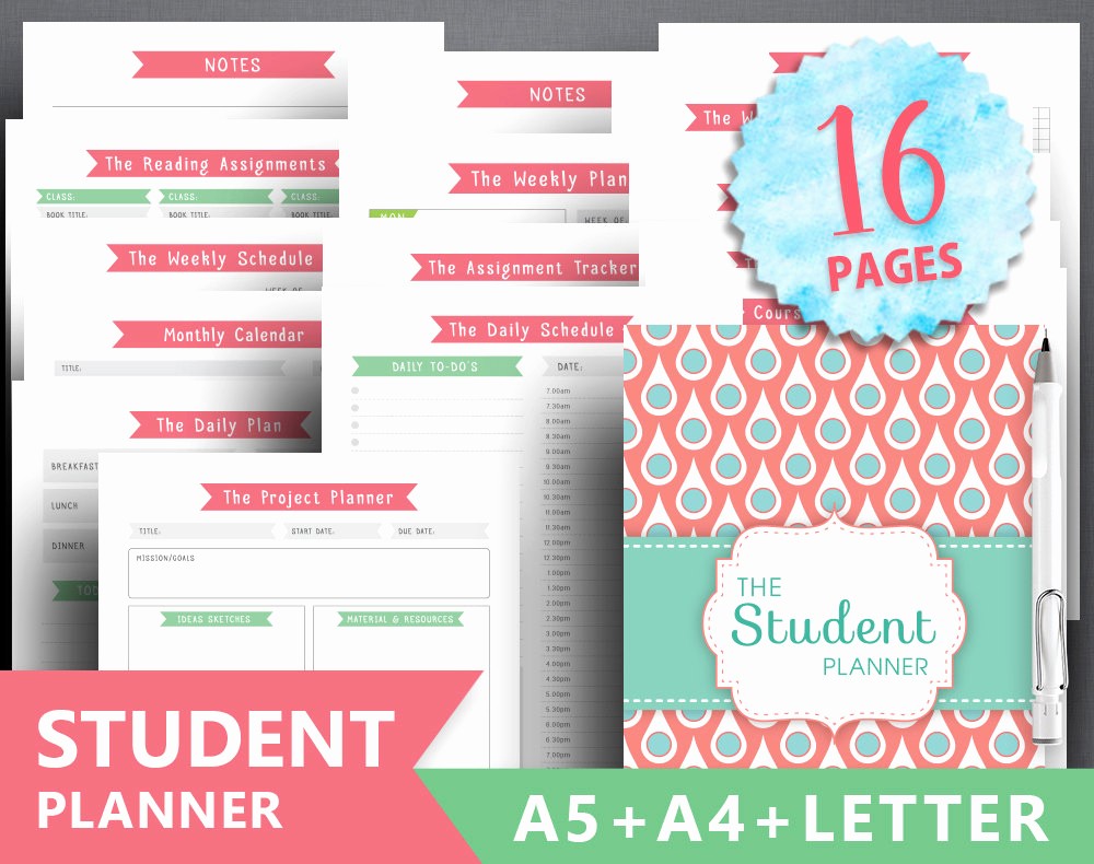 Printable Weekly Planner for Students Fresh College Planner Printable Student Planner Letter