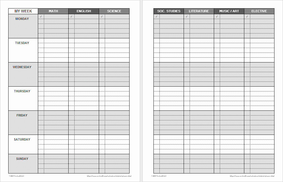 Printable Weekly Planner for Students Fresh Printable Weekly Student Planners